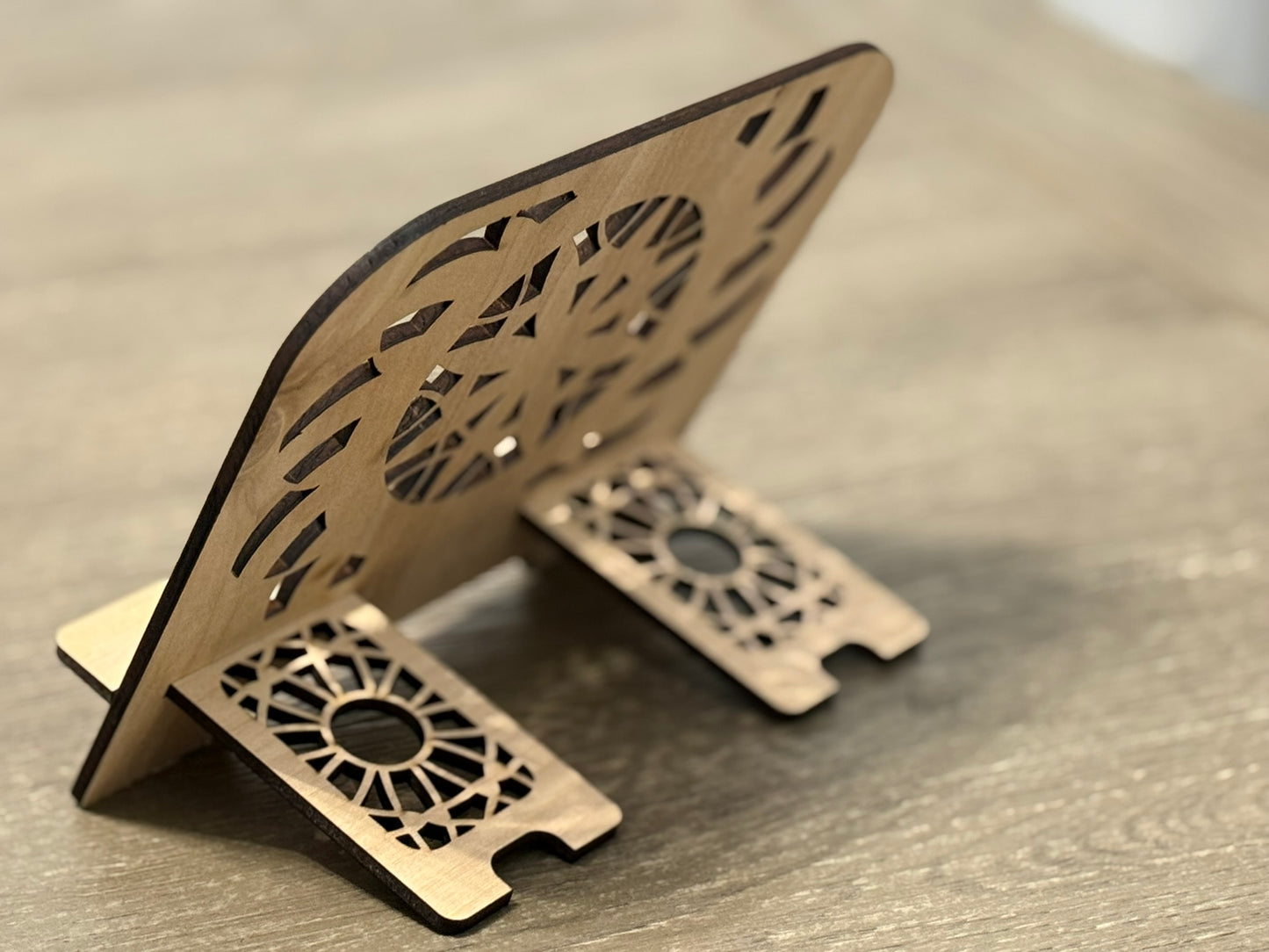 Elegant Mandala Wood Tablet Stand